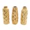 Gold Ceramic Dimensional Chevron Textured Vase with Varying Shapes Set